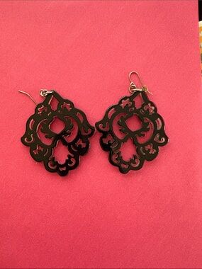 Zenzii Black Filigree Drop Earrings - Women Jewelry